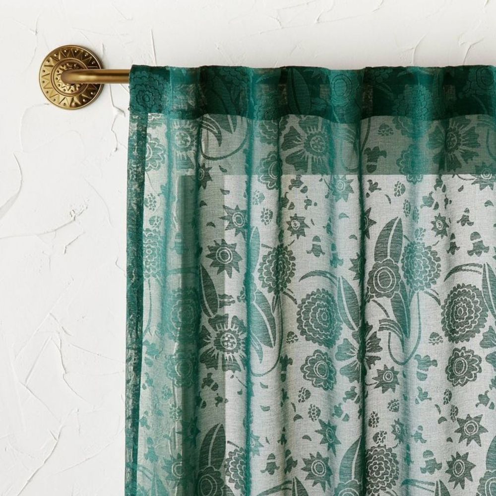 95"x54" Idris Printed Burnout Sheer Curtain Panel Teal - Opalhouse designed!